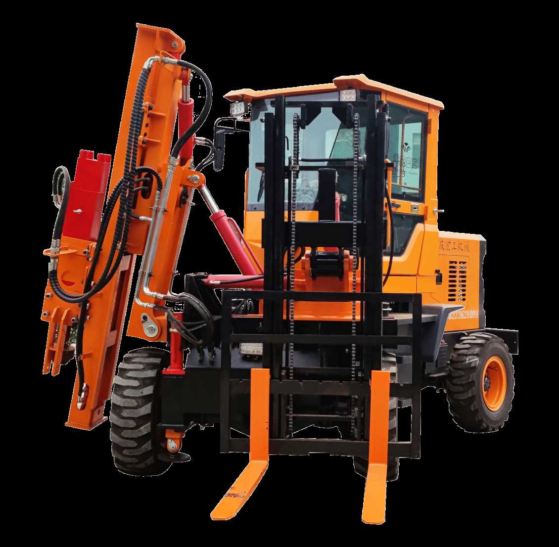 公路护栏打桩叉装机